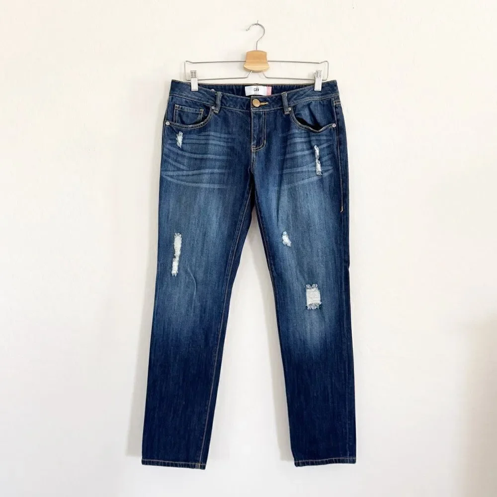 CAbi Slim Boyfriend Distressed Jeans #3045 Size 6